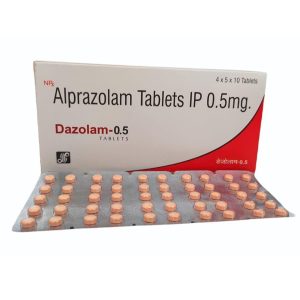 Alprazolam 0,5 mg Tabletten in Originalverpackung – rezeptpflichtiges Beruhigungsmittel.